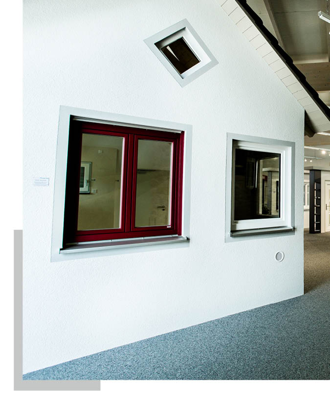Fensterelemente in der Ausstellung von Schwarz & Sohn